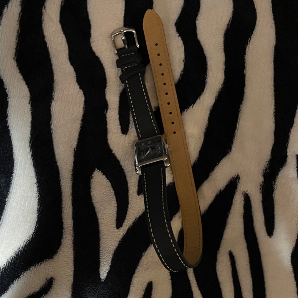 Coach Black and Tan Leather Strap Watch